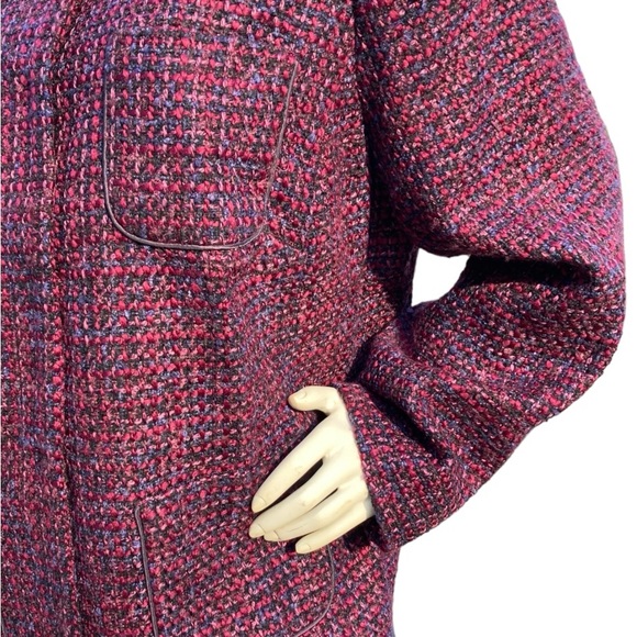 TALBOTS Muticolor Magenta, Burgundy, Purple, Wool Blend Tweed Plus Blazer, 20W - Picture 7 of 16